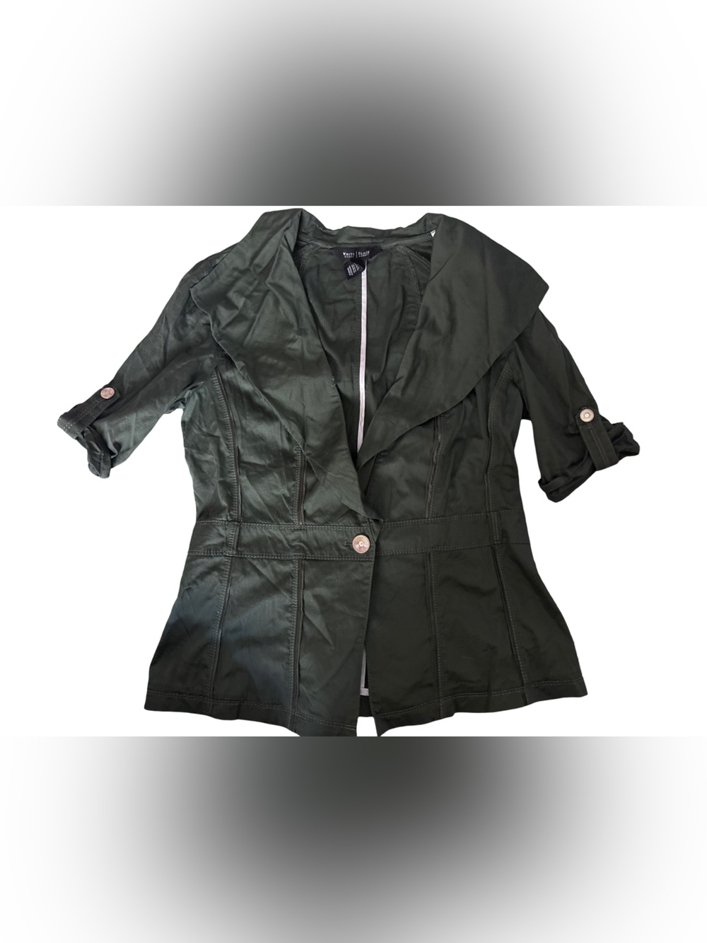White House Black Market Dark Green Open Front Jacket